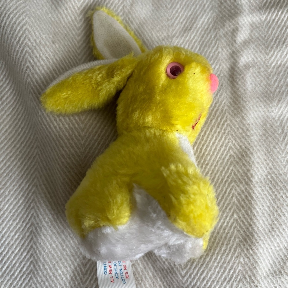 Vintage Superior Toy And Novelty Yellow/white  Rabbit Plush 7 IN